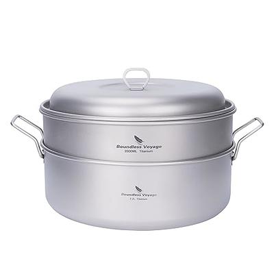 Boundless Voyage Titanium Camping Hanging Pot with Steaming Rack