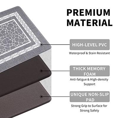 Kitchen Mats for Floor Anti Fatigue Mats For Kitchen Floor Marble Kitchen  Mat Cushioned Memory Foam Non Slip PVC Leather Padded Comfort Standing
