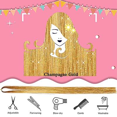 Gold Hair Tinsel Kit with Tools 1200 Strands, Hair Tinsel Heat Resistant  Fairy Hair Tinsel Kit, Sparkling Glitter Tinsel Hair Extensions Hair Tensile  for Halloween Christmas Party (Champagne Gold) - Yahoo Shopping