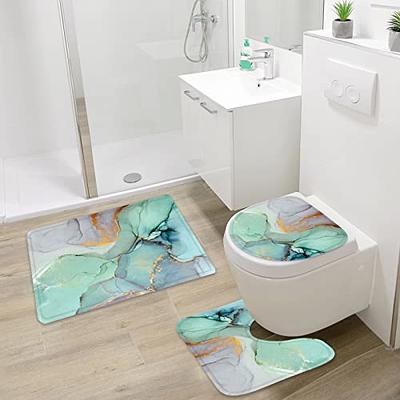 Gibelle 4 Pcs Bathroom Shower Curtain Set with Non-Slip Rugs, Toilet Lid  Cover and Bath