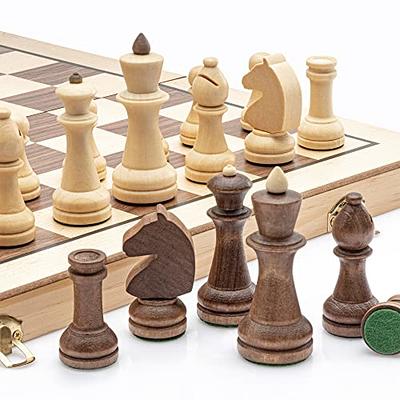 French Staunton Chess Set - Weighted Pieces & Walnut Wood Board 14.75 in.