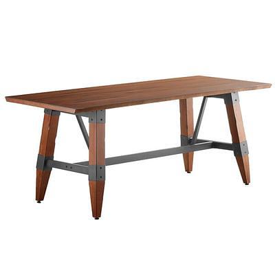 Lancaster Table & Seating 36 Square Standard Height Recycled Wood Butcher  Block Table with 4 Black