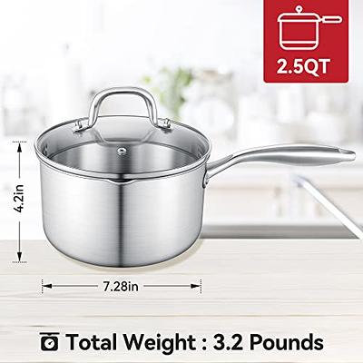 Cooksy 3.0 Quart Hexagon Surface Hybrid Stainless Steel Saucepan with Lid