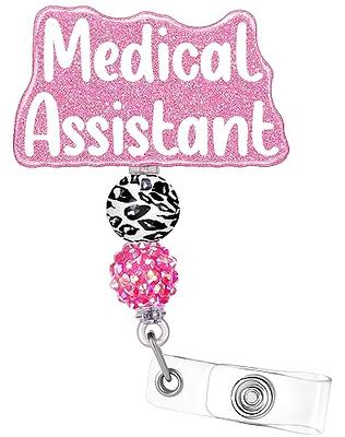 Plifal Medical Assistant Ma Badge Reel Holder Retractable with ID Clip for Nurse Nursing Name Tag Card Black Alligator Clip Hospital Work