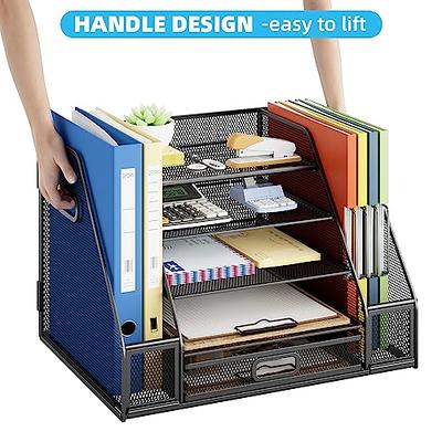Marbrasse Desk Organizers with File Holder, 5-Tier Paper Letter Tray  Organizer with Handle, Mesh Desk Organizers and Accessories with Drawer and  2 Pen Holder, Desktop Organizer for Office Supplies - Yahoo Shopping