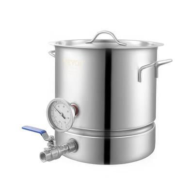 VEVOR Stainless Steel Kettle 5 Gallon Pot Tri Ply Bottom for Brew Kettle Pot for Home Supplies Includes Lid Handle Thermometer Ball Valve Spigot