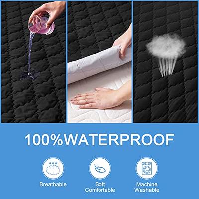 Full Quilted Fitted Waterproof Mattress Pad, Breathable Soft Filling  Mattress Protector, 8-18 Inches Deep Pocket Noiseless Mattress Cover (White)