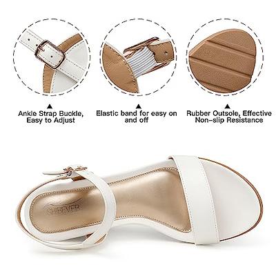 SHIBEVER Summer Wedge Sandals for Women Casual Ankle Strap Open Toe Dressy  Espadrilles Platform Shoes White