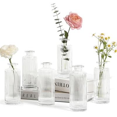 Modern Clear Glass Bud Vase Set: Glasseam 4Pcs Small Mini Flower
