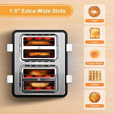 4-Slices Extra Long Slot Toaster w/ Reheat Warming Rack 6 Browning