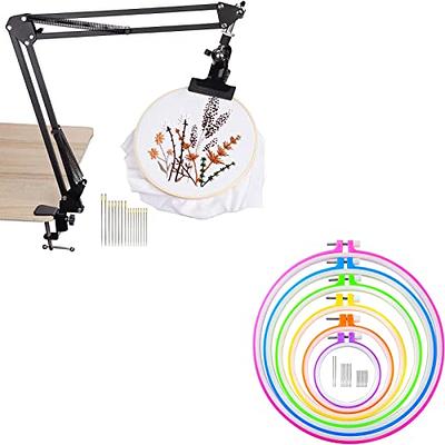Caydo Adjustable Metal Embroidery Hoop Stand with 6 Pieces Multicolor Embroidery  Hoops and 15 Needles for Cross Stitch and Embroidery Project - Yahoo  Shopping
