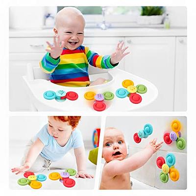 Suction Cup Spinner Toys - Baby Montessori Sensory Educational Learning Toy  - Infant Bath Travel Activities Fidget Toy - Toddler Newborn Gifts for 6 9