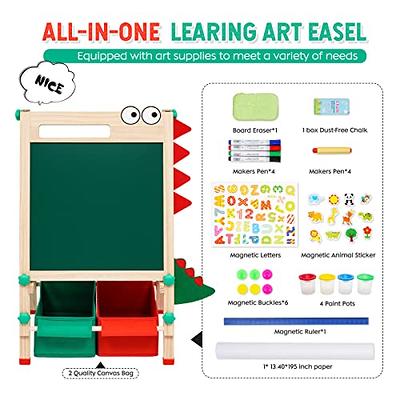 Kids Easel with Paper Roll Double-Sided Whiteboard & Blackboard Standing  Art Easel with Numbers and Other Accessories for Kids and Toddlers (KL) -  Yahoo Shopping