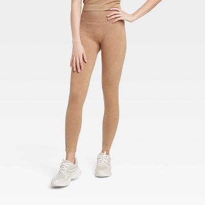 Women's High-Rise Ribbed Seamless 7/8 Leggings - JoyLab™ Tan S