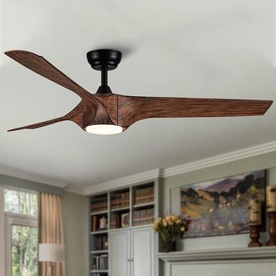 Sofucor 52 Inch Ceiling Fan With Lights Remote Control 3 Wood Fan Blade  Ceiling Fans Noiseless DC Motor Solid Walnut and Matte Black For Farmhouse