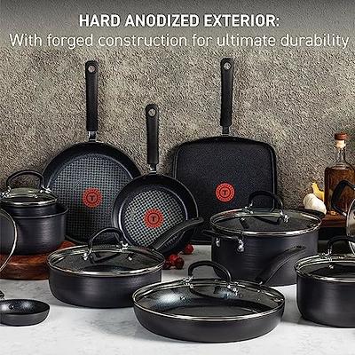 T-fal Advanced Nonstick Cookware Set 12 Piece Oven Safe 350F Pots and Pans,  Dishwasher Safe Black