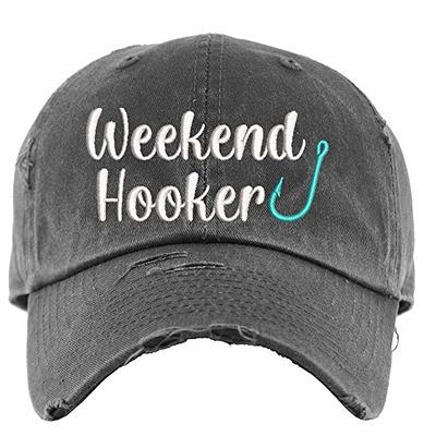 Weekend Hooker Hat, Distressed Baseball Cap or Ponytail Hat, Fishing Hat