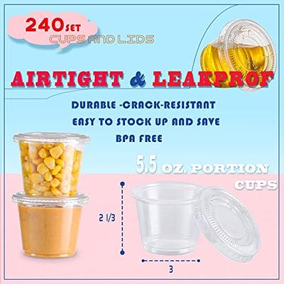 240 Sets - 5.5 oz ] Portion Cups With Lids, Small Plastic Airtight