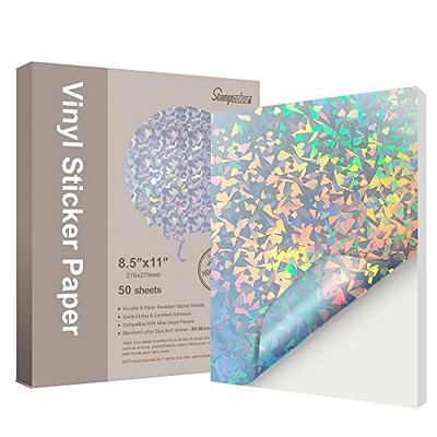 Printable Vinyl Sticker Paper 50 Sheets Holographic Waterproof