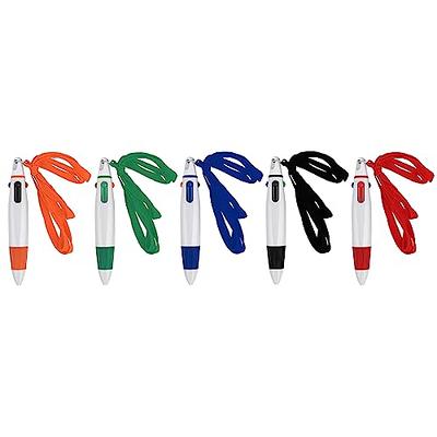 itechpanda 8 Pieces Multicolor Ballpoint Pen 4-in-1 Retractable Pen 0.7 mm Colored Shuttle Pens Nursing Pens with Mesh Pen Bag Zipper PE