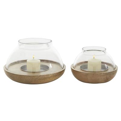 Grayson Lane 1-Candle Wood Pillar Candle Holders - Black - Set of