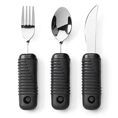 Weighted 7 oz Eating Utensils by Celley, 4pc Stainless Steel Knife Fork  Spoon Set for Tremors and Parkinsons Patients