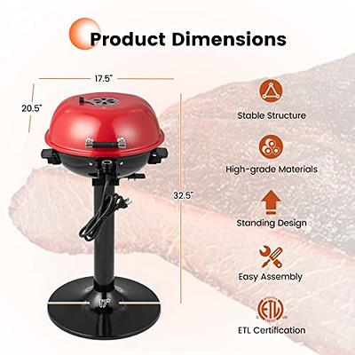 HAPPYGRILL 1600W Portable Electric Grill Outdoor BBQ Grill for 15-Serving,  Electric Barbecue Grill for Indoor & Outdoor Use, Portable Stand BBQ Grill