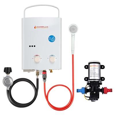 Propane Water Heater Tankless, thermomate 1.32GPM Outdoor Portable Gas  Water Heater, On Demand Hot Water for Camping, Boats, RV, Hiking, White