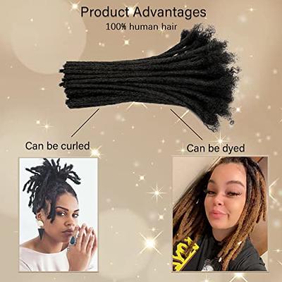 LOC Extensions Human Hair 8 inch 0.4cm Width Handmade Dreadlock Extensions for Women Men Dreads Extensions Human Hair Can Be Dyed Bleached Curled