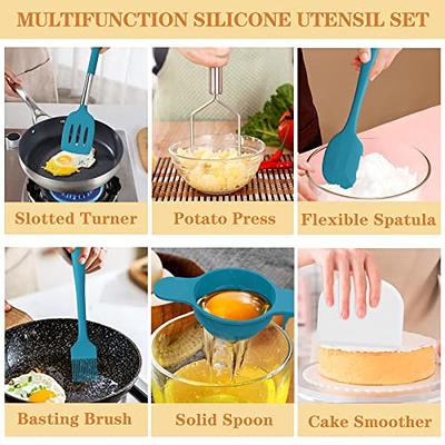 Silicone Cooking Utensils Set, 43pcs Non-Stick Heat Resistant Kitchen Utensils Spatula Set with Wooden Handle for Baking, Cooking, and Mixing, Best