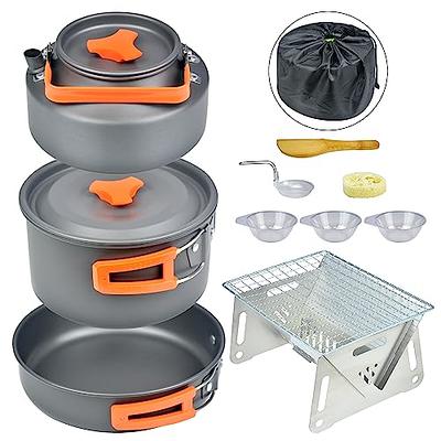 10Pcs Stackable Camping Cookware Set Nonstick Pot and Pans Set