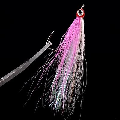 Bucktail Teasers Fishing Hook with 3D Eyes 5PCS High Carbon Steel