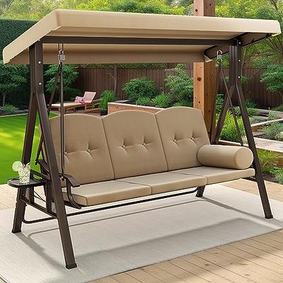 Dextrus 3-Seat Deluxe Porch Swing Outdoor Heavy Duty Patio Swing Chair with  Adjustable Canopy Removable Cushions Weather Resistant Steel Frame, Navy  Blue 