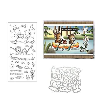 Qoiseys Rowing Silicone Clear Stamp and Die Sets for Card Making