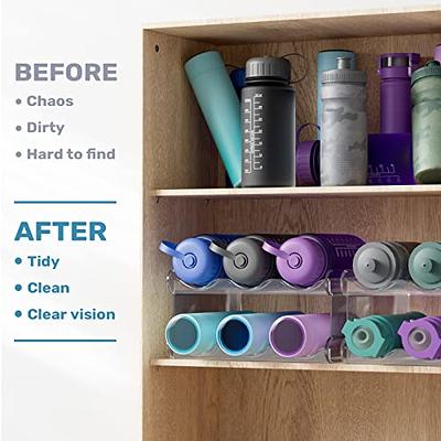 Spaclear 3 Pack Water Bottle Organizer, Stackable Kitchen Home Organization  and Storage Rack, Plastic Tumbler Holder for Kitchen Cabinet Cupboard