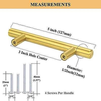 Plustool 30Pack 3''Hole Centers Gold Cabinet Handles-Brushed Brass