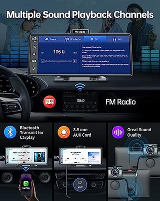 Wireless Carplay Android Auto Portable Car Stereo, 64G SD Card, 2.5K Dash  Cam, Backup Camera, Bluetooth, GPS Navigation Car Radio, Bluetooth/FM