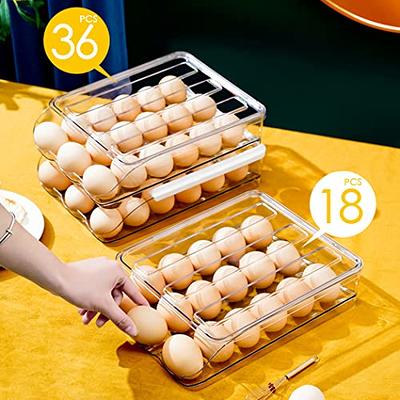 Beveetio Flippable Egg Holder For Refrigerator, 3 Layer Egg Storage  Container For Refrigerator Side Door, Large Capacity Egg Container, Clear  Acrylic