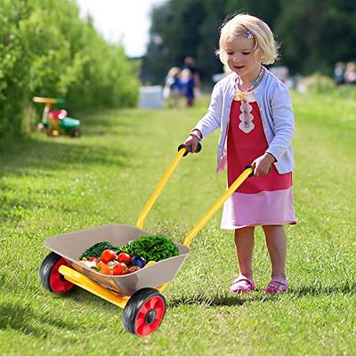 HONEY JOY Kids Wheelbarrow, Metal Children Wheel Barrel w/Anti-Slip Handle,  2 Wheeler Mini Garden Cart for Loading Sand, Leaves, Toy & Plants, Indoor  Outdoor Toddler Wheel Barrow Toys for Boys Girls -