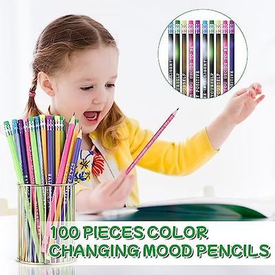 40 Pieces Color Changing Mood Pencil with Eraser Wooden Pencils Heat Activated Color Changing Pencils Thermochromic Assorted Colors with Black Change