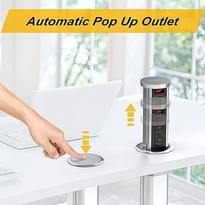 Automatic Pop Up Power Outlet, Popup Wireless Charging Station with 3AC  Plugs + 2 USB, Pop up Electrical Outlets for Countertops, Recessed Hidden