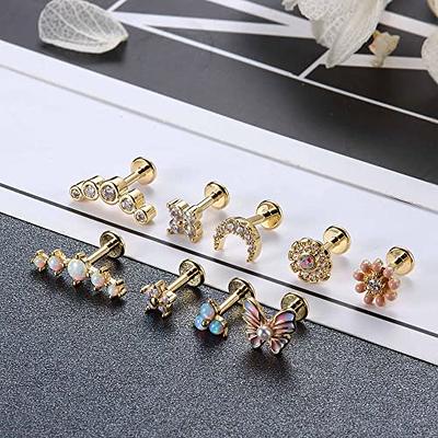 20G/18G/16G Tiny Climber Flat Back Labret Stud Earring Tragus Stud Gold  Conch Earrings Cartilage Helix Stud Flat Back Labret Stud 
