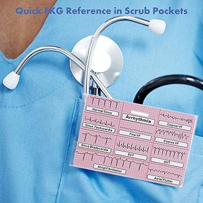 Lisol EKG Cardiac Badge Card 3 Card Set, Stemi Badge Card EKG Telemetry  Interpretation Badge Buddy