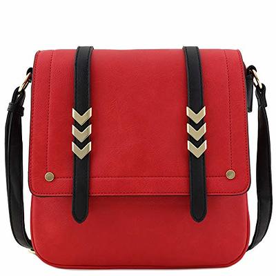 Alyssa Double Compartment Large Flapover Crossbody Bag (Black)