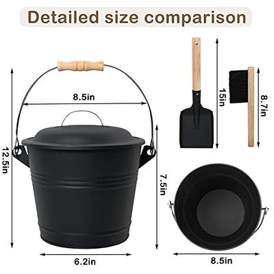 Poofzy Ash Bucket with Lid and Shovel, 1.3 Gallon Fireplace Bucket for Ashes,  Includes Hand Broom and Gloves for Fire Pit, Wood Burning Stove and Grill -  Yahoo Shopping