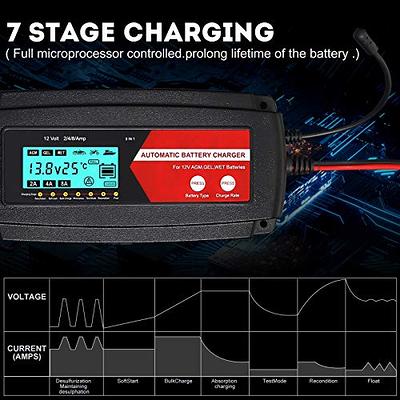 MOTOPOWER MP00205B-B 12V 1000mA Automatic Battery Charger, Battery