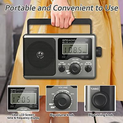 LEOTEC Portable AM FM Radio with Best Reception,Battery Operated or AC  Power,Big Speaker,Large Tuning Knob,Clear Dial,Earphone Jack for