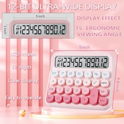 Mechanical Switch Calculator,Handheld for Daily and Basic Office,10 Digit  Large LCD Display (Pink)