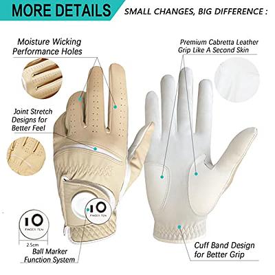 FINGER TEN Golf Gloves Men Left Hand Rain Grip Value 3 Pack, All