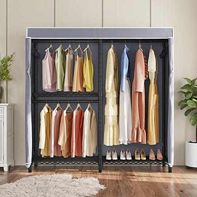 Tangkula Heavy Duty Metal Clothes Rack Freestanding Garment Rack w/ 6  Drawers & Shelves